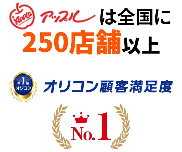 アップルは全国に250店舗以上　オリコン顧客満足度NO１
